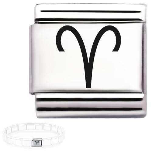 Image of Andska Zodiac Charm for Italian Bracelet 9mm Steel Horoscope Star Sign Link Aries Taurus Gemini Cancer Leo Virgo Libra Scorpio Sagittarius Capricorn Aquarius Pisces (Aries charm)