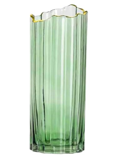 Image of PEPAXON Tall Glass Vase for Flower Vase Heavy Large Cylinder Vase Home Decoration Green12x30cm