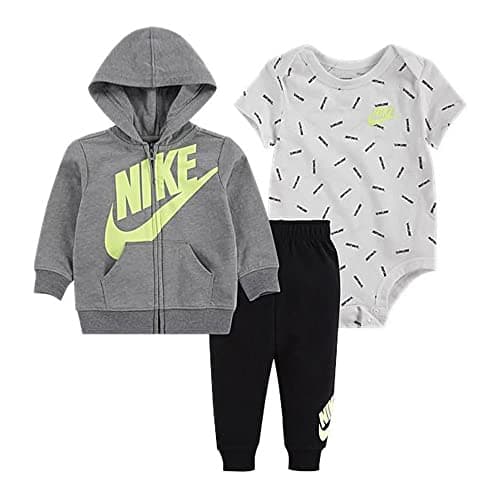 Image of NIKE JDI TOSS 3PC FZ Pant Set, grey, NEW BORN