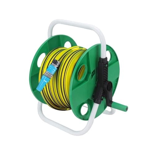 Image of M.J COMFY-LIFE 45M Portable Garden Hose Reel – Heavy Duty Manual Metal Hose Reel Without Hose, Lightweight for Outdoor Garden Watering