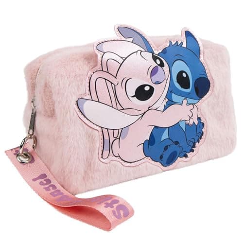 Image of Disney Stitch & Angel - Makeup Bag with Zipper - Soft Lightweight Cosmetic Pouch - Beauty and Travel Case for Girls and Disney Fans