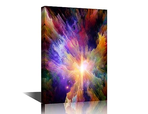 Image of Thick Colorful Paint Abstract Painting Canvas Wall Art Vibrant Canvas Series Modern Artwork Contemporary Wall Decor for Home Office Decorations Framed Ready to Hang 12x 18 in