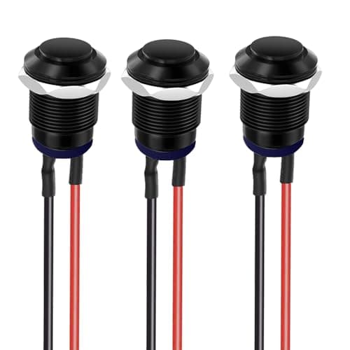 Image of Gebildet 3Pcs Prewired IP65 Waterproof Push Button Latching Self-Locking Aluminium Alloy Push Button On Off 12mm 2A 12V/24V/125V/250V AC (High Head)