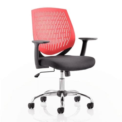 Image of OPO Dura Operator Office Chair with Fixed Nylon Armrest | Operator Swivel Chair with Single Lever Lock and Tilt Mechanism | Chrome Gas Lift and 5 Star Base Red Black