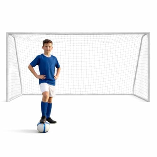 Image of CHARLES BENTLEY 8ft x 4ft Pop up Football Goal for Kids, Junior, Football Net for Garden, Goals Post, Target, Childrens Footballs Training Goals, Portable, Foldable, Outdoor, Net Clips, Ground Pegs