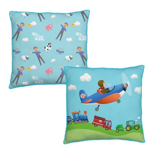 Image of Character World Blippi Reversible Kids Cushion | 40x40cm Fun Farm & Playful Pattern Design | Soft & Durable 100% Polyester Pillow for Blippi Fans