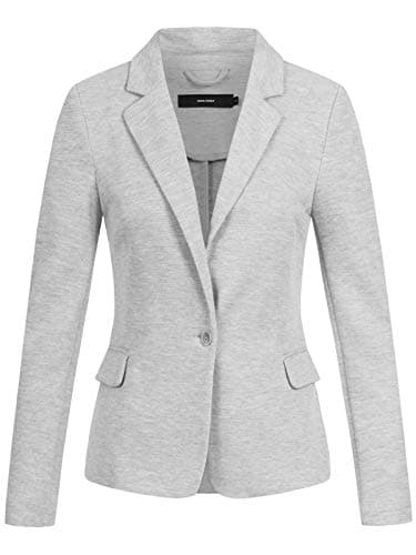 Image of VERO MODA Womens Vmjulia Dnm Noos Blazer, Grey (Light Grey Melange), 14 UK