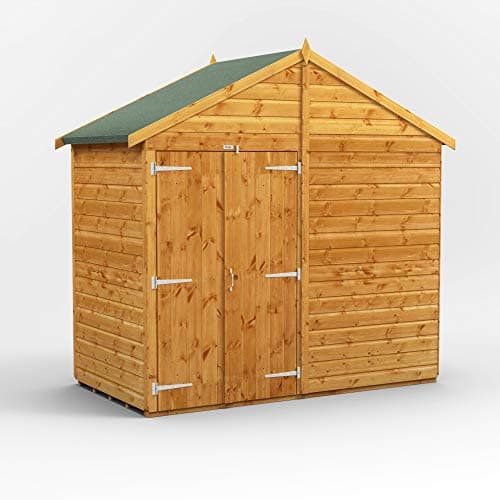 Image of Power Sheds wooden shed. 4x8 apex windowless wooden garden shed. Double door shed 4 x 8.