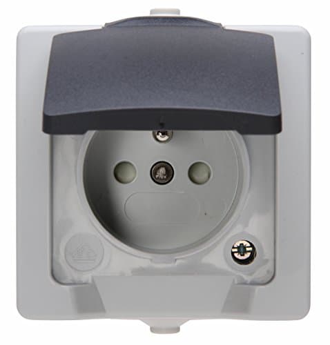 Image of Kopp 107956008 Central Plug Socket Protective Cover with Lid and Heightened Touch Protection AP FR Nautic Grey Color, 1 Piece