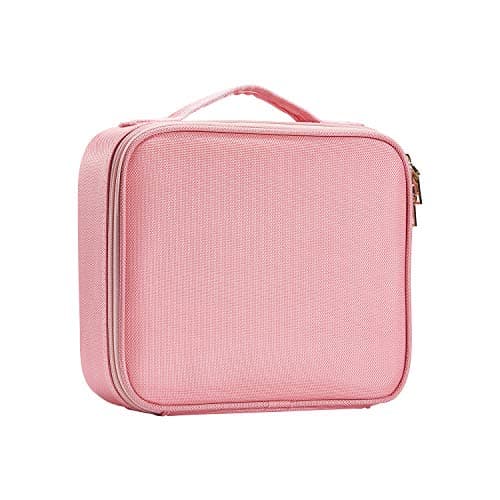 Image of Joligrace Makeup Bag Vanity Case Travel Beauty Box Make Up Tools Organiser Bag Nail Polish Cosmetic Organiser Box with Adjustable Compartment Oxford Fabric, Pink