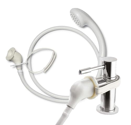 Image of Croydex Secura Shower Head and Hose - Easy Install Push On Single Shower Attachment for Bath Taps with 1750mm Hose Length, Straps to Secure, Rub Clean Nozzle and Compatible with High Pressure Systems