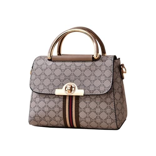 Image of CORIOS Elegant Handbag for Women PU Leather Shoulder Crossbody Bag Fashion Messenger Top-Handle Bag Small Hobo Satchel Bag Shopping Travel Office Tote Khaki