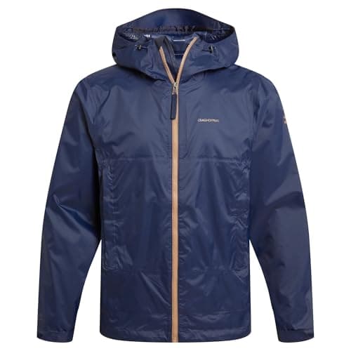 Image of Craghoppers Mens National Trust Owler Packable Jacket, Breathable Waterproof Shell, Blue, S EU