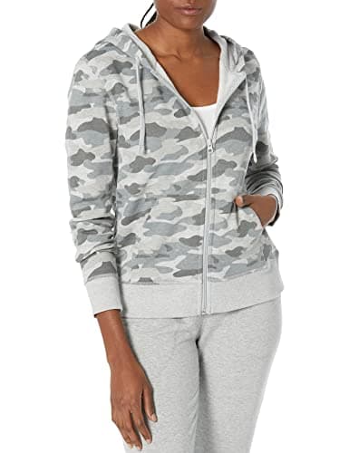 Image of Amazon Essentials Women's Fleece Full-Zip Hoodie (Available in Plus Size), Grey Camo, XL