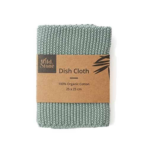 Image of Wild & Stone | Organic Cotton Dish Cloth | Eco-Friendly Kitchen Cloth | Biodegradable & Compostable Cleaning Cloth (Moss Green)