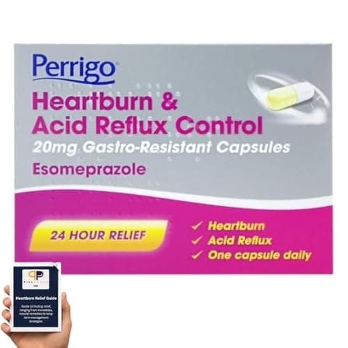 Image of Esomeprazole 20mg Heartburn & Acid Reflux Control - Fast-Acting - Delayed-Release Capsules - Reduces Stomach Acid x14 Capsules with Medication Card PillPharm