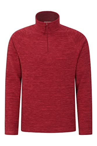 Image of Mountain Warehouse Snowdon Mens Micro Fleece Top - Breathable Antipill, Half Zip Collar Sweater, Quick Drying Smooth Pullover - For Spring Summer & Outdoors Dark Red L