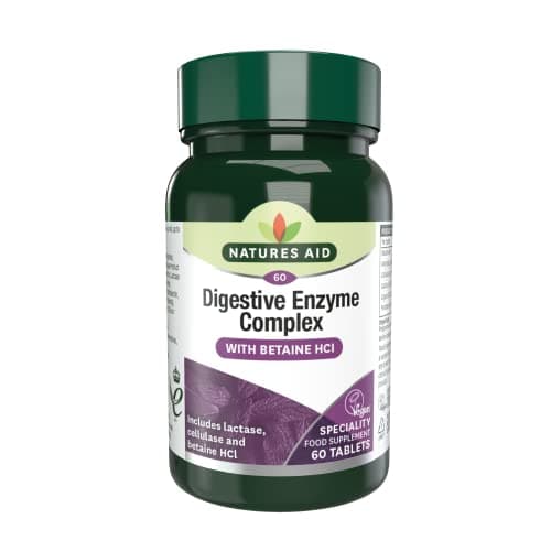 Image of Natures Aid Digestive Enzyme Complex – Supports Digestion, Bloating & Discomfort Relief and Nutrient Absorption – Betaine HCl - Vegan, Vegetarian, Non-GMO – 60 Tablets