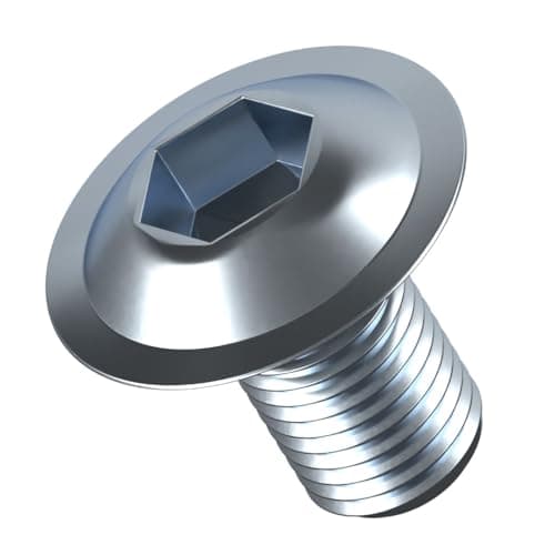 Image of M8 (8mm x 30mm) Button Head Screws with Collar High Tensile Grade 10.9 Bright Zinc Plated Allen Socket Bolts Screws (Pack of 10) G11BC