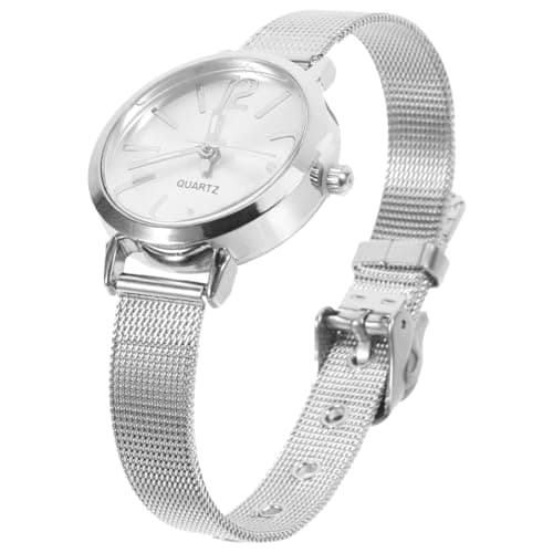 Image of minkissy Ladies Watches Silver Mesh Band Quartz Watch for Women, Luxury Crystal Fashion Wristwatch, Elegant Bracelet Style Dress Watch, Ideal Birthday Anniversary Jewellery