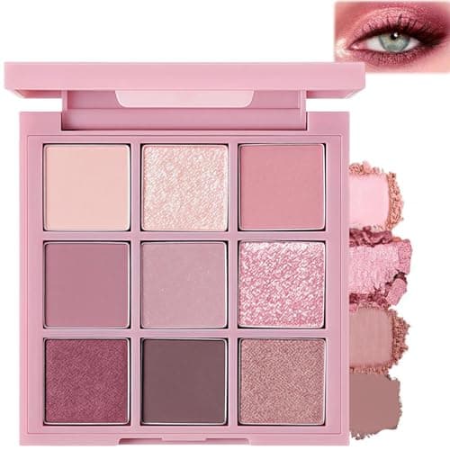 Image of Pink Eyeshadow Palette & 9 Shades Eyeshadow Palette with Highly Pigmented, Waterproof & Blendable Formula, Eye Shadow Pallets For Women, Glitter Eyeshadows, Long-Lasting Sparkly Makeup