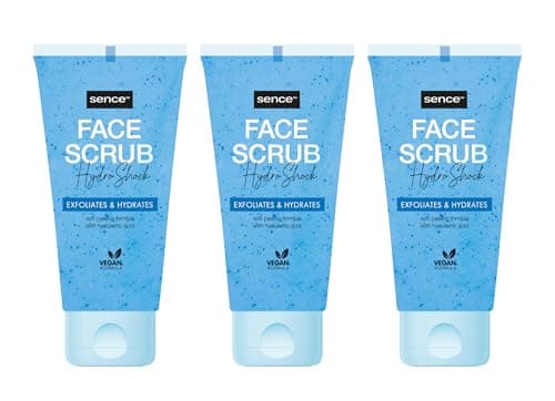 Image of Sence Hydro Shock Gentle Care Exfoliating for the Face, Moisturising Face Care, Face Scrub with Hyaluronic Acid, Vegan Beauty Face Care, Pack of 3 (3 x 150 ml)