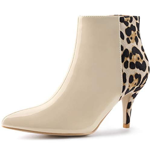 Image of Allegra K Women's Leopard Print Stiletto Heel Ankle Boots Beige 6 UK/Label Size 8 US