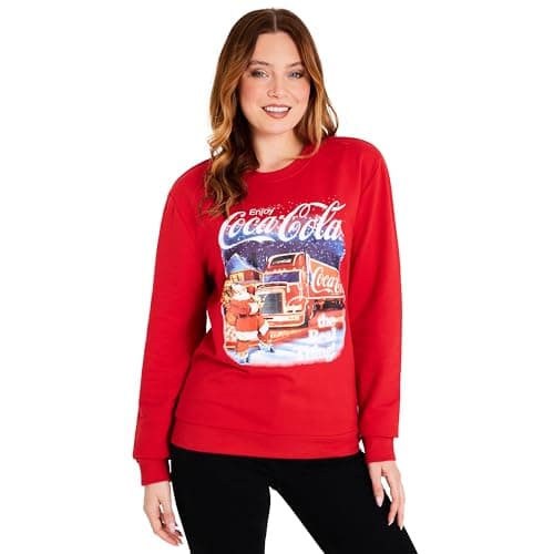 Image of Coca-Cola Womens Christmas Sweatshirt for Adults Teenagers Festive Xmas Gifts (Red, 3XL)