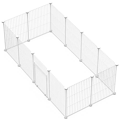 Image of LANGXUN Pet Panels Metal Wire Storage DIY Organizer for Small Animals Rabbits Guinea Pigs Puppies Pet Products Portable Metal Wire Garden Fence (43 x 32 12 Pieces)
