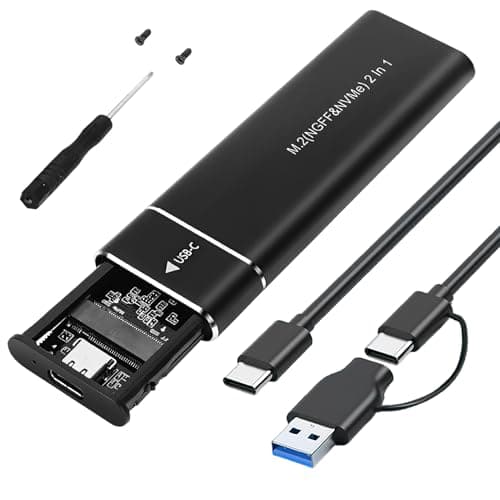 Image of M.2 NVME SSD Enclosure, 10Gbps M.2 Enclosure with Dual Protocol of NVME&SATA USB C/A to NVME Adapter Aluminum USB External SSD Case for B&M-Key/M-Key 2230/2242/2260/2280 SSDs With 2-in-1 Cable