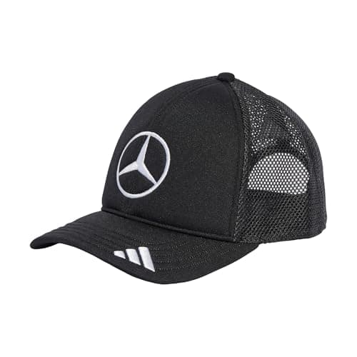 Image of adidas Unisex Mercedes - AMG Petronas Formula ONE Team Snapback Star Trucker Cap, Black/White, M