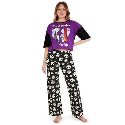 Image of Disney Stitch Womens Pyjamas Set, Cosy Nightwear Long PJs Comfy Loungewear for Adults Teenagers, Stitch Gifts for Women (Purple/Multi Jack, XL)