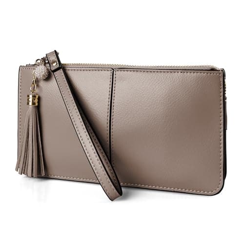 Image of befen Genuine Leather Wristlet Clutch Cell Phone Purse and Handbags for Women, RFID Blocking Womens Large Capacity Wallet Zip Pocket Card Holder Small Clutch Bag