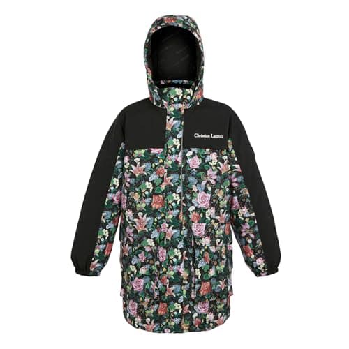 Image of Regatta Womens/Ladies Christian Lacroix Cailar Floral Longline Waterproof Jacket (12 UK) (Black)