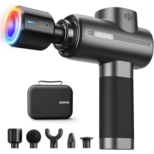 Image of RENPHO Thermacool Massage Gun Deep Tissue with Heat and Cold, Muscle Massage Gun with 5 Speeds 5 Head,Sports Massage Gun Carry Case for Home Office Workout,Gifts for Women,Men,Black