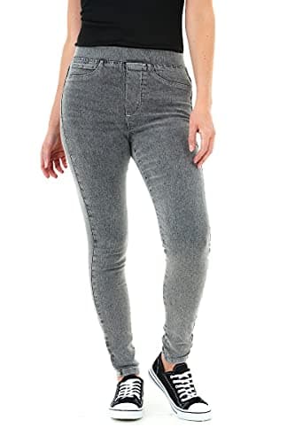 Image of M17 Women Ladies Denim Jeans Jeggings Skinny Fit Classic Casual Trousers Pants with Pockets (8, Acid Black), 5056242855132