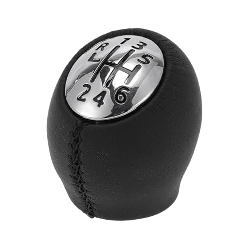 Image of TUCKBOLD 6 Speed Manual Gear Shifter Knob for Renault Megane | Front Automotive Gearbox Stick Shifter Lever Knob Black Plastic Faux Leather 1 Pcs