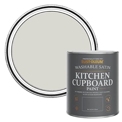 Image of Rust-Oleum Grey Scrubbable Kitchen Cupboard Paint in Satin Finish - Bare Birch 750ml