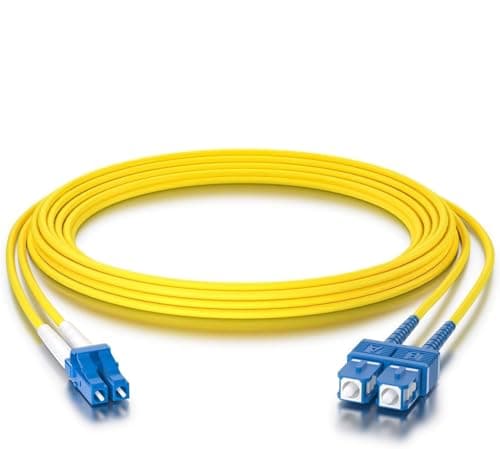 Image of 10Gtek Fiber Patch Cable - LC to SC OS2 10Gb/Gigabit Singlemode Jumper Duplex 9/125 LSZH Fiber Optic Cord, Yellow, 10-Meter(33ft)