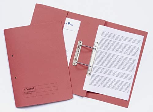 Image of Exacompta - Ref 347-REDZ - Guildhall - Pocket Spiral File, 285gsm Premium Heavyweight Sprint Manilla, 355 x 250mm, Right Hand Pocket, Blue Angel Certified - Red, Pack of 25