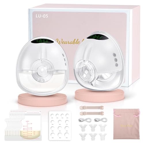 Image of Lulia Wearable Breast Pump Hands Free with 4 Modes and 9 Levels, Electric Breast Pump 6oz Large Capacity, Strong Suction, Private,17/19/21/24MM Flanges Included (2 Packs,White)