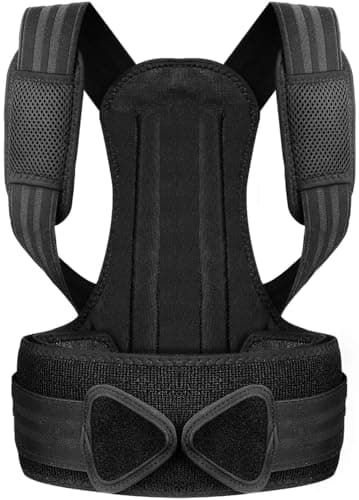 Image of True Face Posture Corrector for Men, Women and Kids, Spine and Back Support, Relief Pain in Neck, Back and Shoulders, Adjustable and Breathable Back Brace Improves Posture Black L