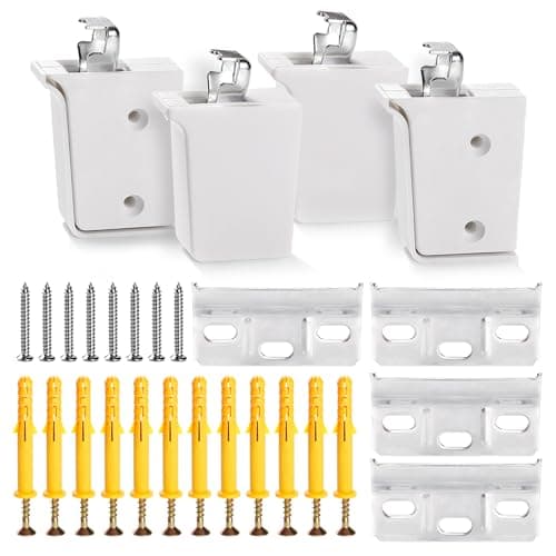Image of VooGenzek 4 PCS Cabinet Suspension Brackets, Cupboard Wall Mounting, Kitchen Cabinet Universal Wall Hanging Bracket, Load Capacity:60kg, White