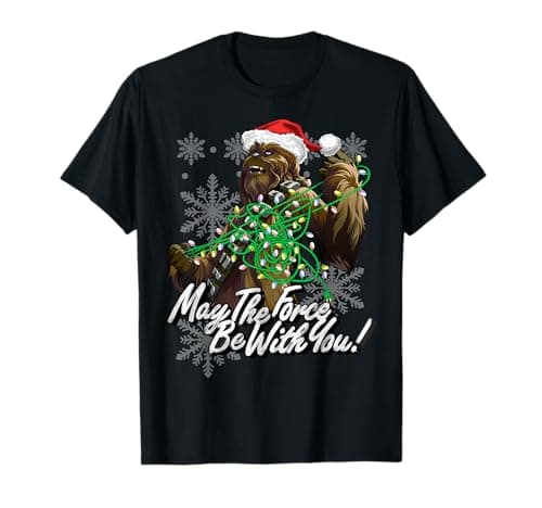 Image of Star Wars Christmas Chewbacca Tangled Lights T-Shirt