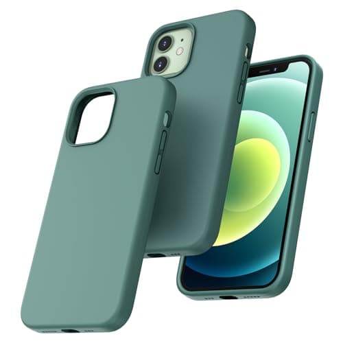 Image of TOCOL Silicone for iPhone 12 Case 6.1-Inch, Liquid Silicone Multi-Color Slim Silky-Soft Touch Anti-Scratch Shockproof Protective Phone Cover, Midnight Green