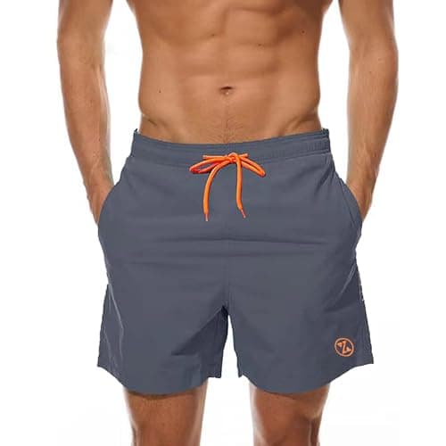 Image of ZOXOZ Mens Swimming Shorts Board Shorts Waterproof Quick Dry Beach Shorts Swim Trunks Summer Casual Surf Shorts with Pockets Mesh Lining Grey 3XL