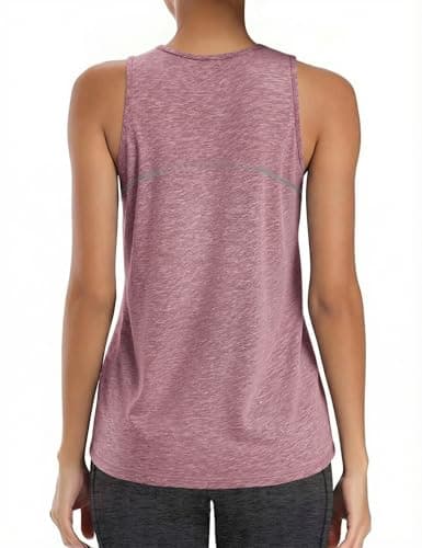 Image of Gyabnw Running Vest Women Activewear Sleeveless V Neck Tank Top for Yoga Workout Gym Training and Pilates Pink
