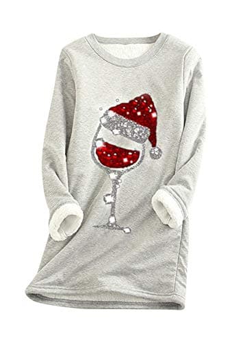 Image of EFOFEI Women's Sweet Christmas Clothes Plush Sweater - Light Gray 3XL