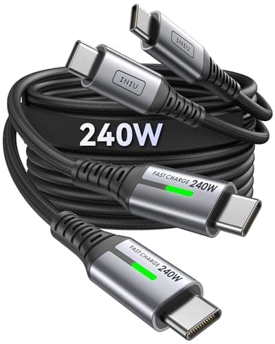 Image of INIU 240W USB C to C Cable, [1m, 2-Pack] Fast Charging Type C Charger Cord, Braided High Speed USB-C Cable for iPhone 17 16 15 Pro Max, MacBook Air iPad Pro, S25 S24 Ultra Google Pixel 10 9Pro etc