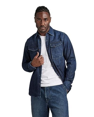 Image of G-Star Men's Dakota Slim Shirt , Blue (worn in deep sea D23616-D252-G133), M